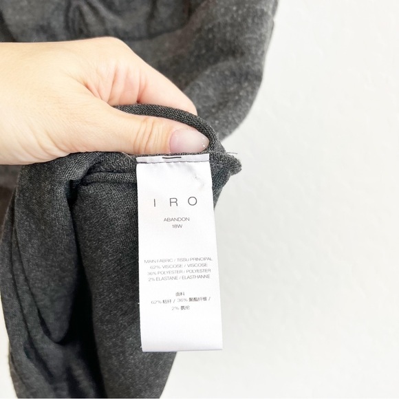 IRO Women’s Abandon Mini Sweater Dress Soft Asymmetrical Ruching Gray Deep-V Med - Picture 7 of 7